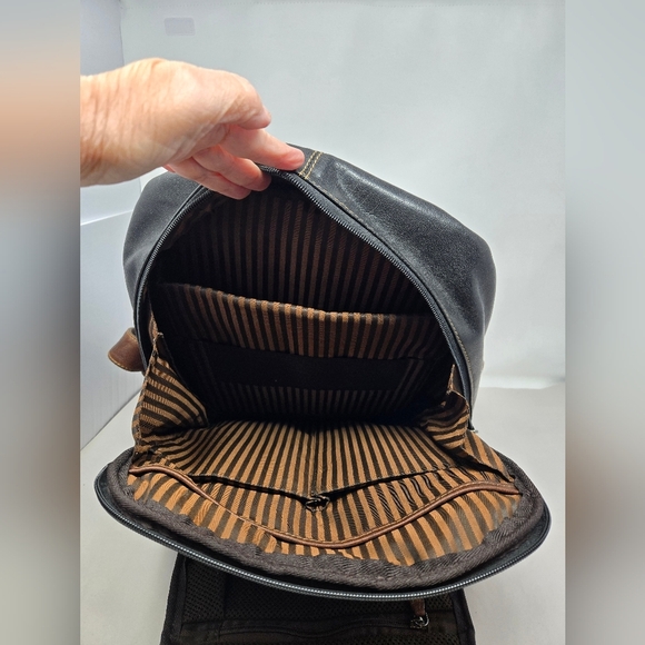 Jack Georges Men Leather Back Pack Black-Brown Hand Stained Buffalo Versatile - Picture 6 of 16